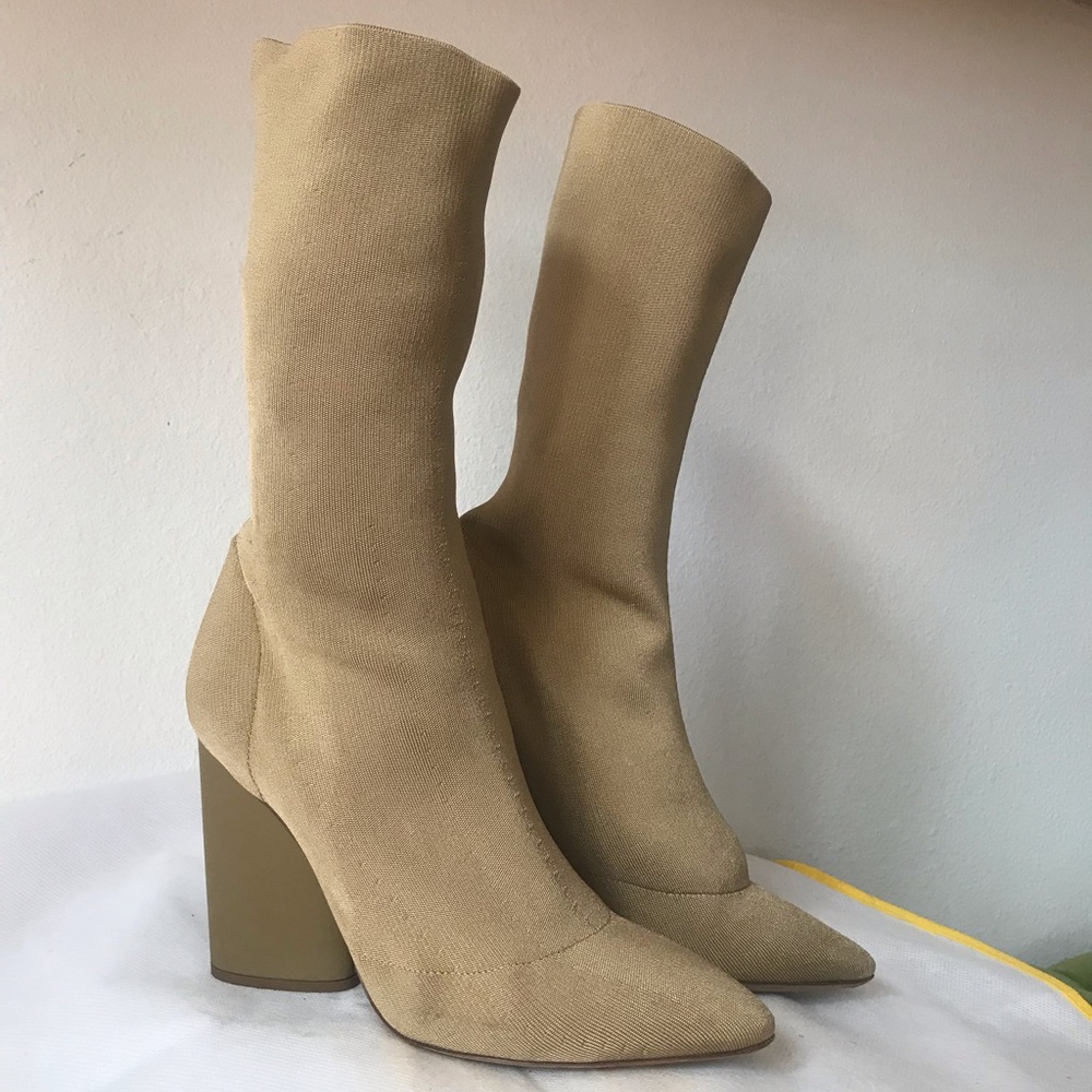 Yeezy Tan Stretch Sock Ankle Boots